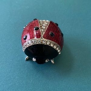 Kingspoint Ladybug Trinket Box with Matching Enamel & Crystal Necklace